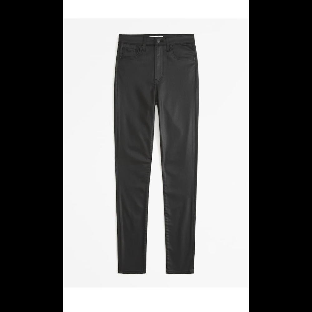 NWT Abercrombie High Rise Super Skinny Jean in Coated Black, sz 34R